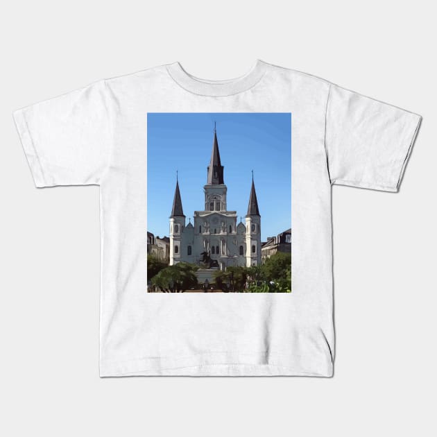 St. Louis Cathedral in Jackson Square, New Orleans Kids T-Shirt by WelshDesigns